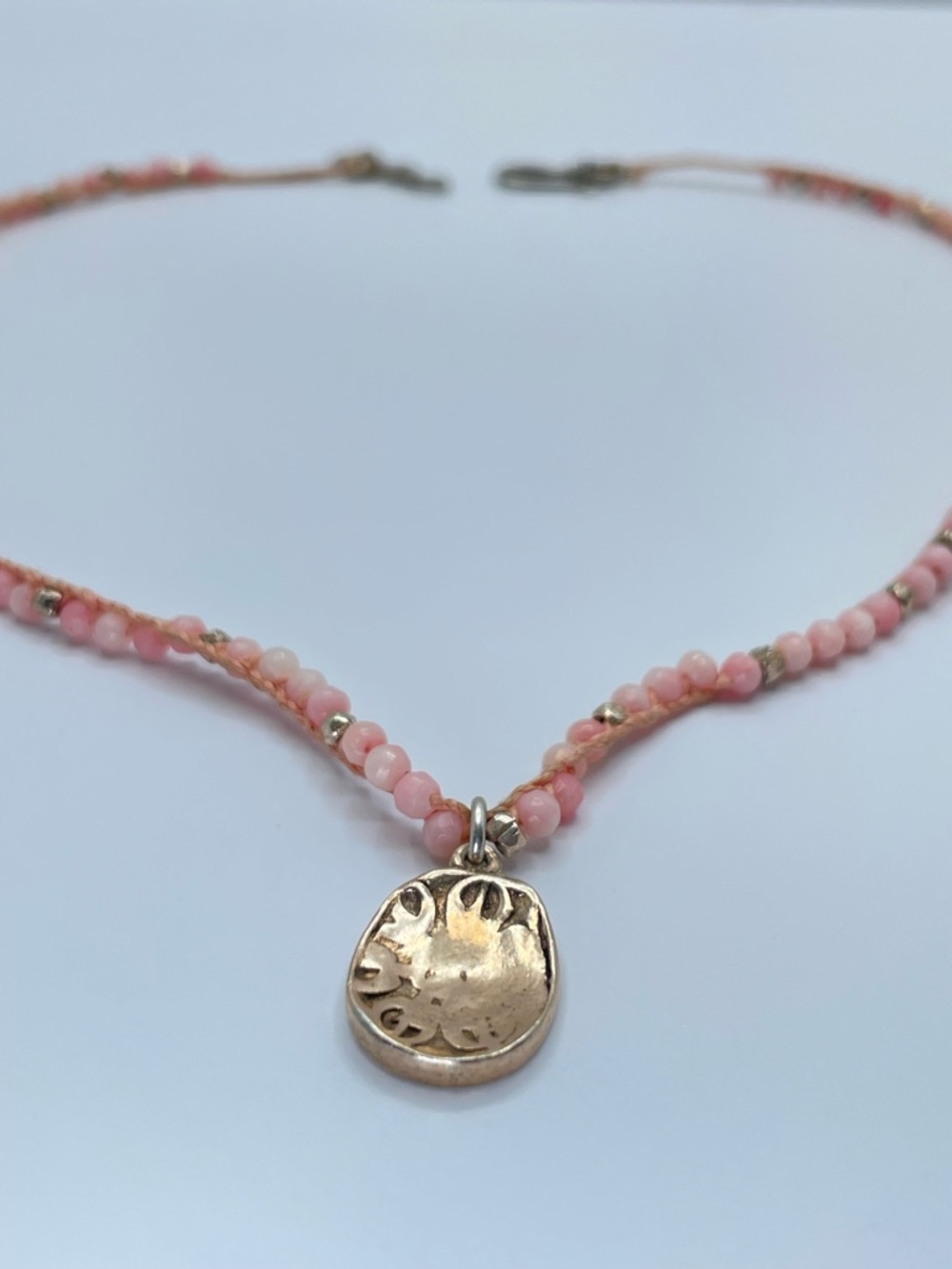 Chan Luu Pink Opal Beaded Necklace 925 Silver Dainty Boho Cord Minimalist - Picture 12 of 12